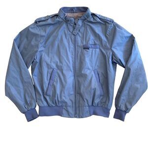 Peter England Jacket Size M Cafe Racer Gray Cotton Zip Front Lined Vintage